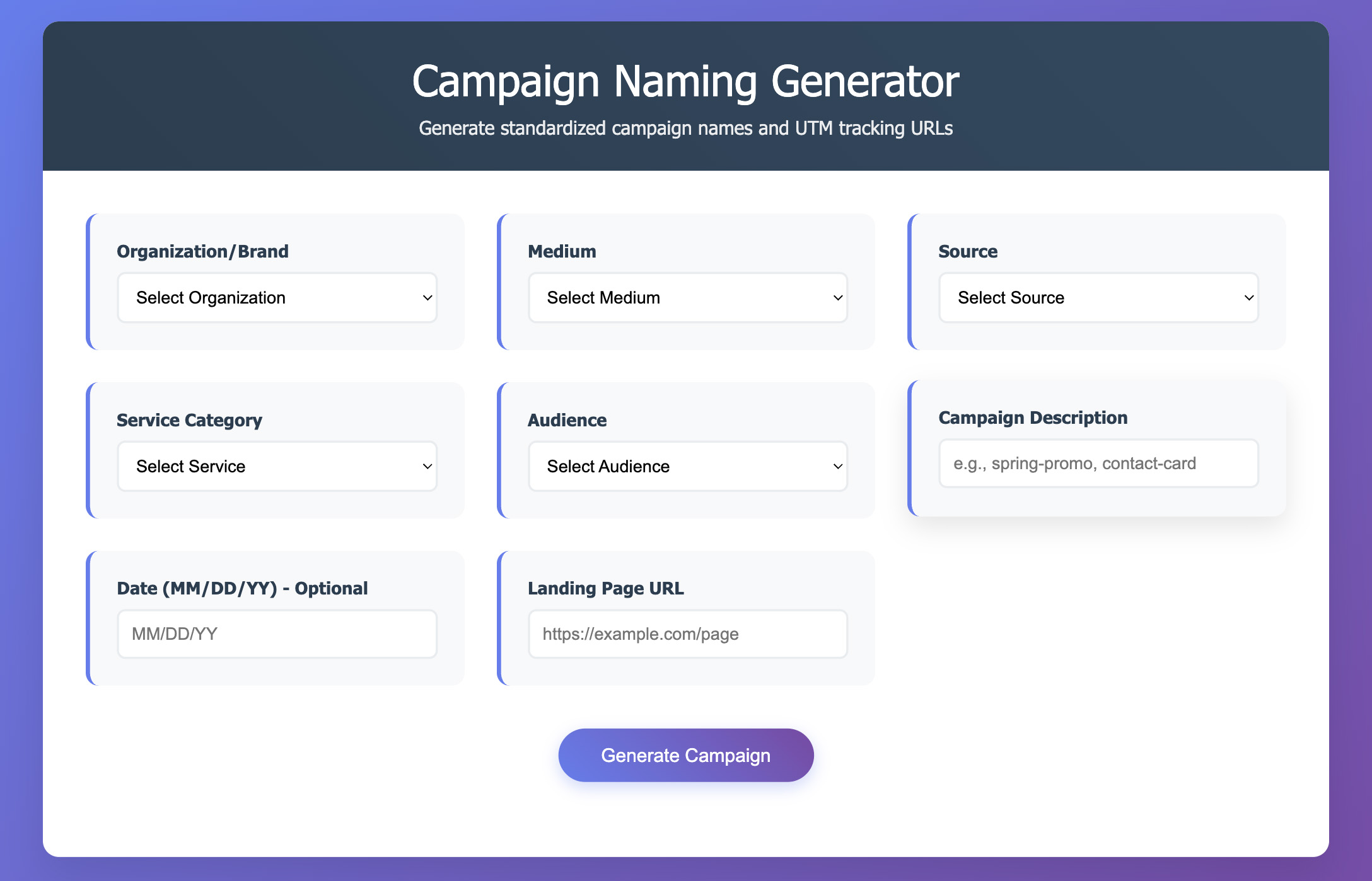 Campaign Naming Generator Tool