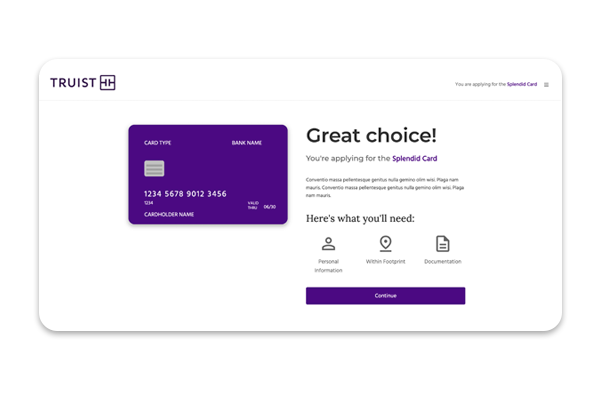 Truist - Credit Card Application - Low Fi Mockup for Development
